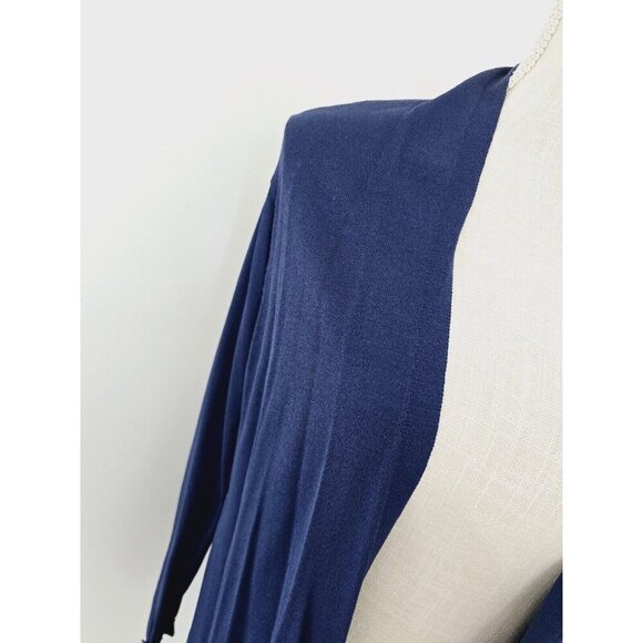Eileen Fisher Viscose Jersey Navy Blue Knit Open Front Cardigan Sweater XS New - Picture 4 of 11